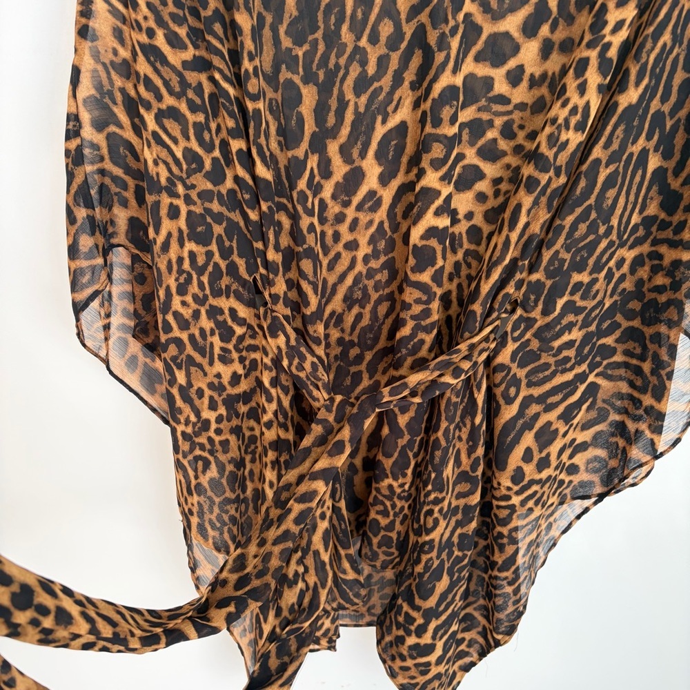 Ralph Lauren Leopard Print Swim Cover Up - Belted - Size L - Picture 4 of 5